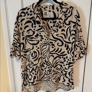 Billabong Artistic Black and Cream Button Down Shirt